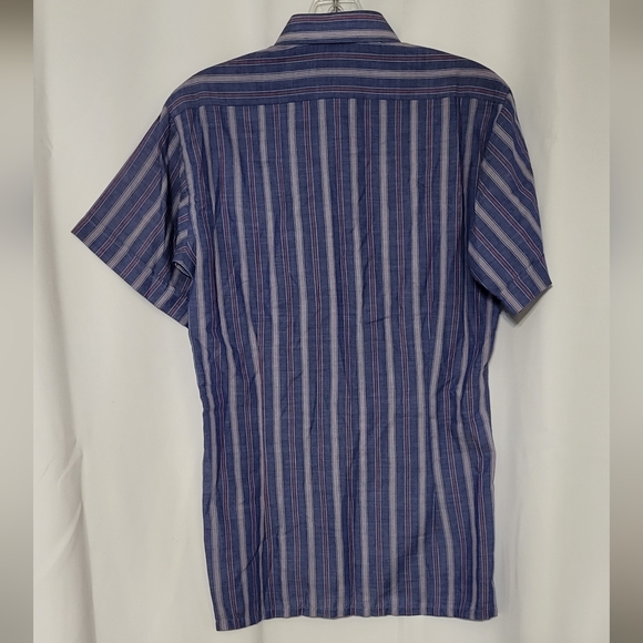 New Victory Men's NWT Blue Striped Short Sleeve Dress Shirt Shirt Size Small - Picture 5 of 6